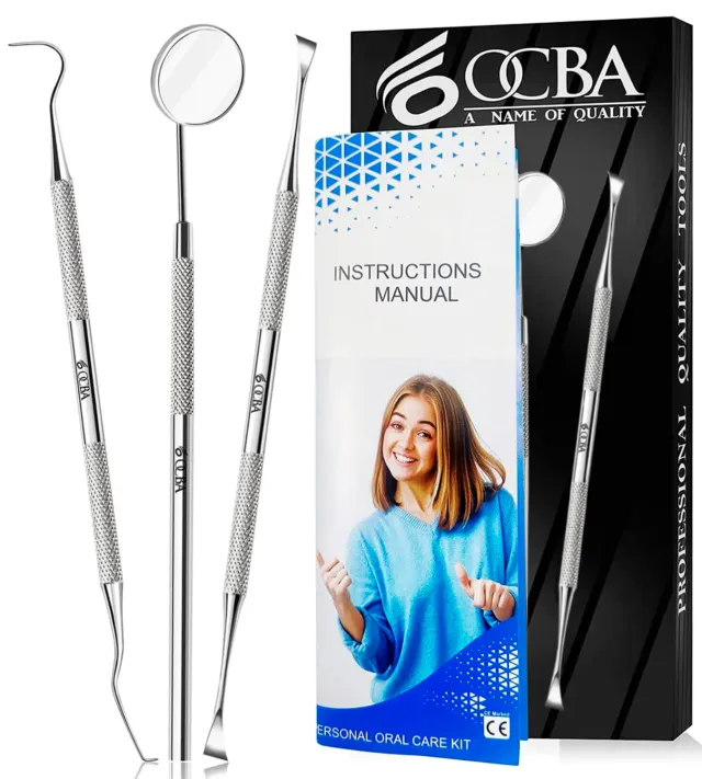 OCBA Zahnpflege Set 3-teilig Edelstahl Zahnsteinentferner