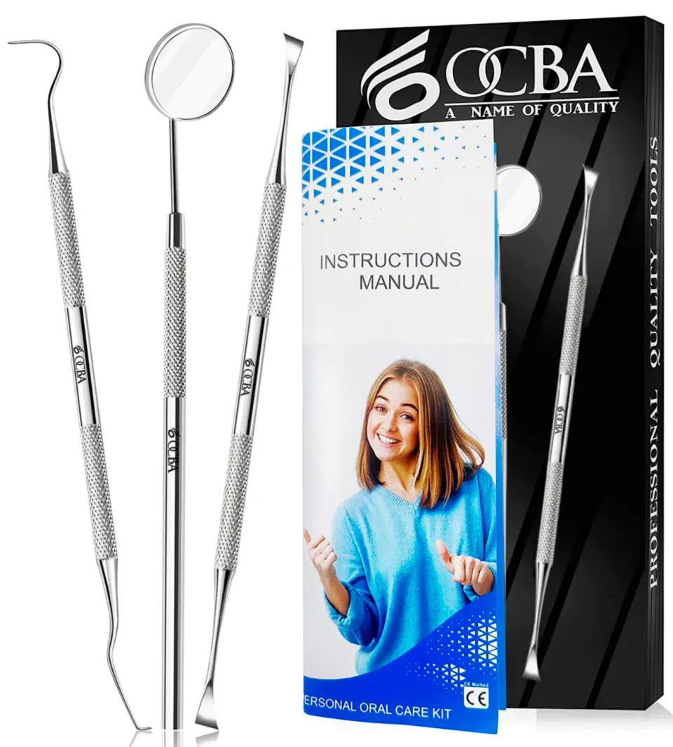 OCBA Zahnpflege Set 3-teilig Edelstahl Zahnsteinentferner