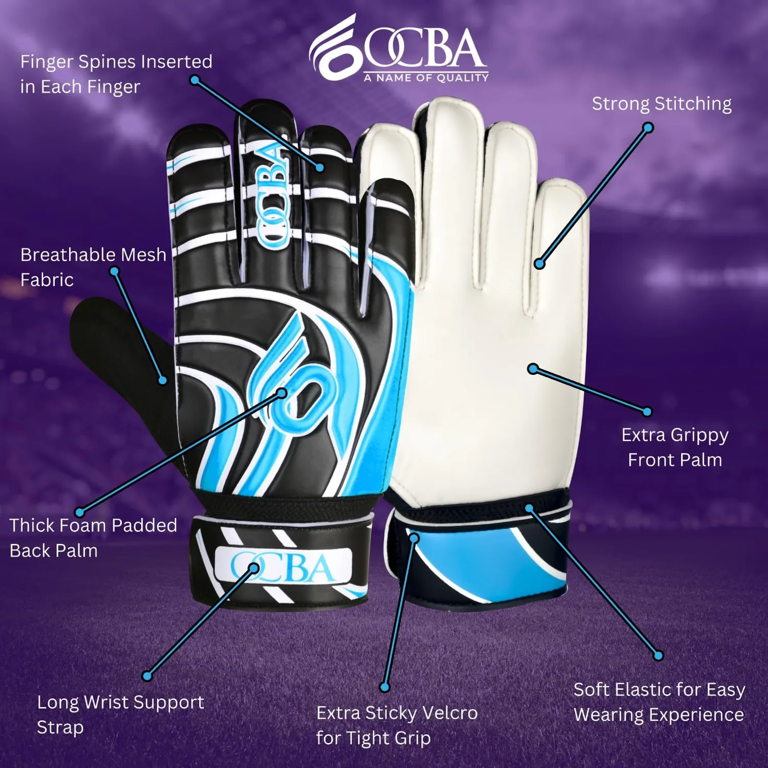 OCBA Torwarthandschuhe Kinder Latex Super Grip