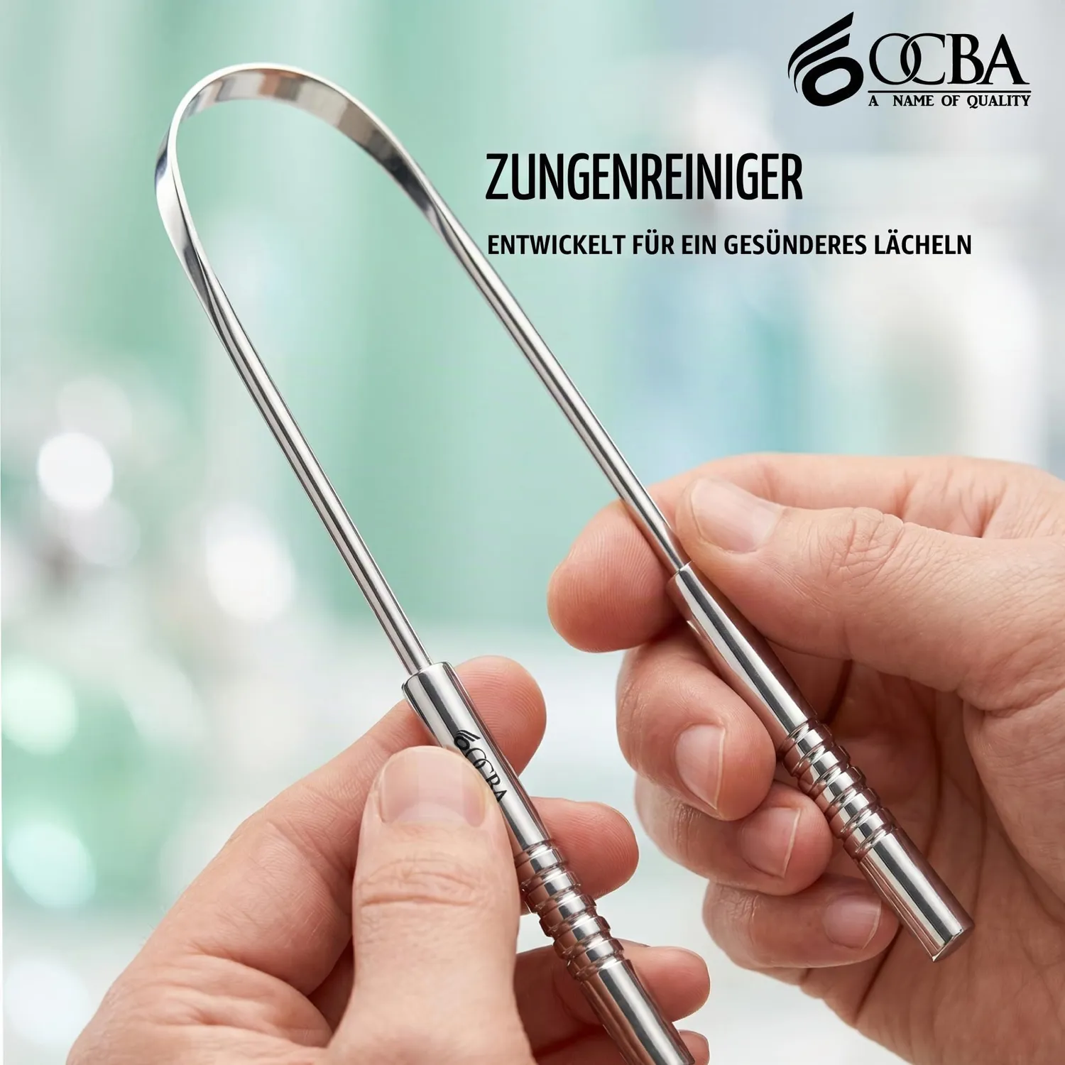 OCBA Zungenschaber Zungenreiniger Edelstahl Silber