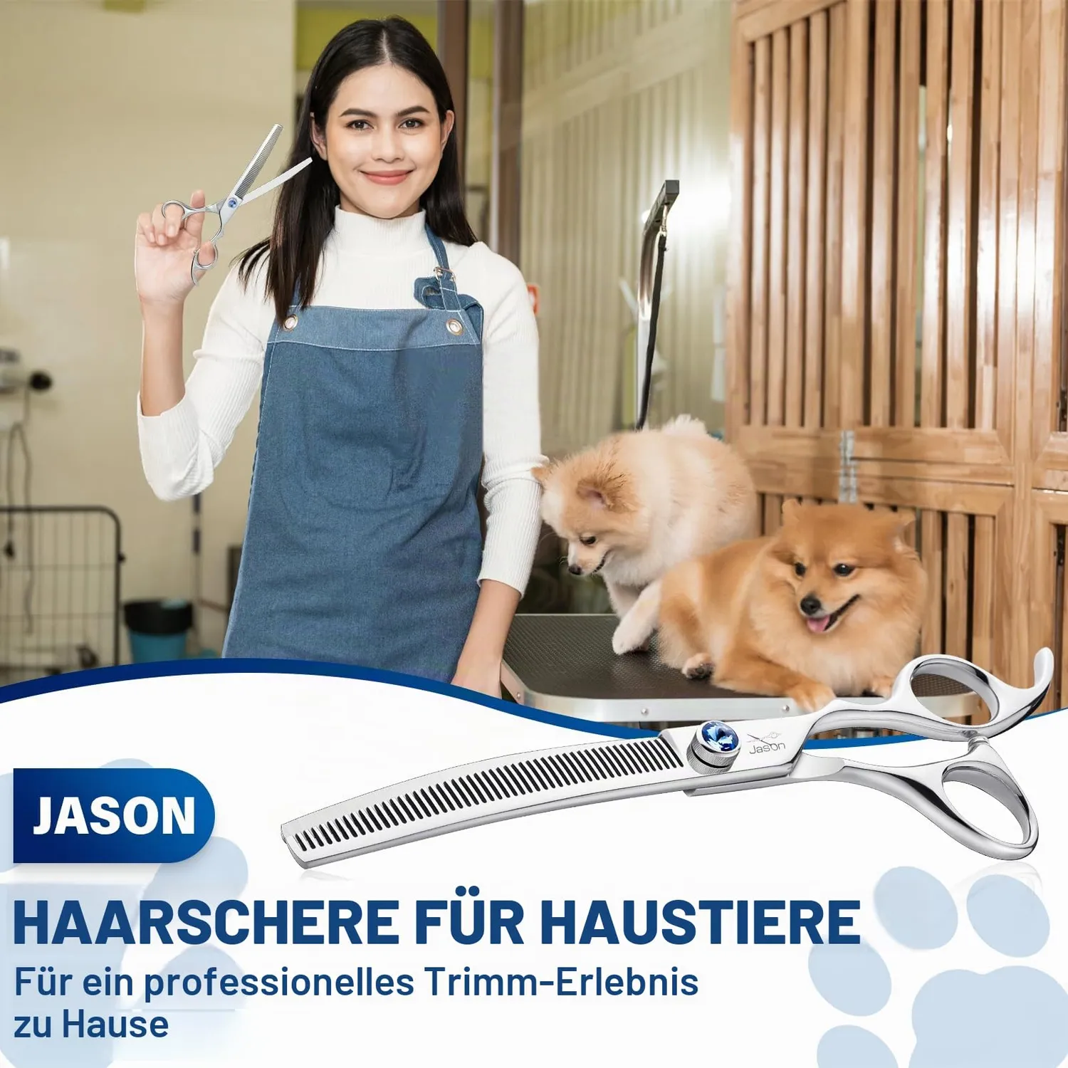 Jason Effilierschere Hunde 7 Zoll gebogen 50 Zähne Ausdünnung