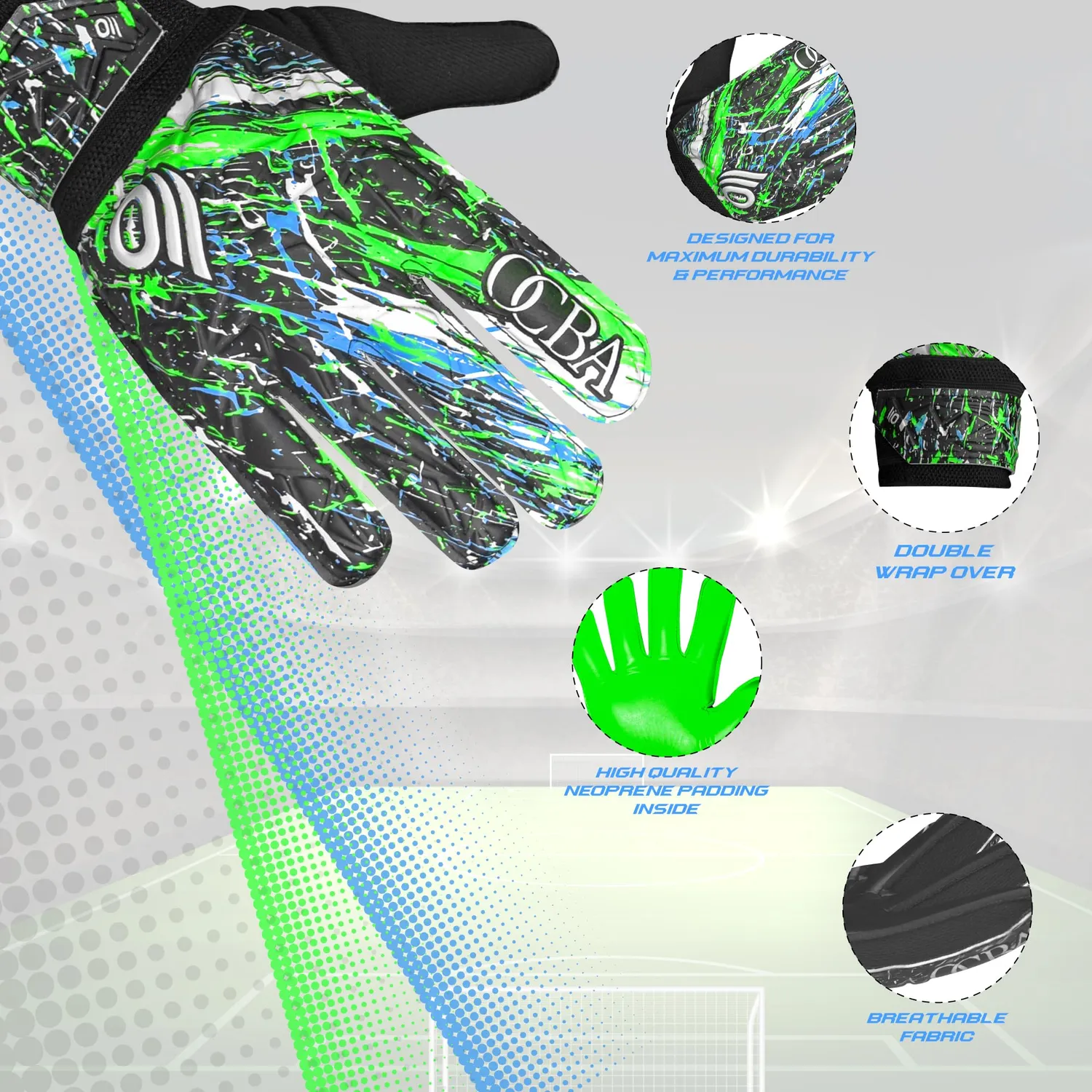 OCBA Torwarthandschuhe Kinder Super Grip mit Fingerschutz