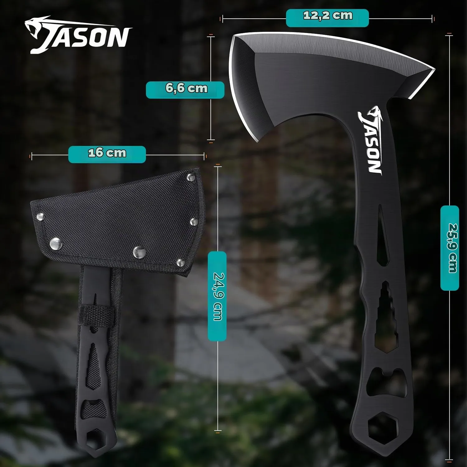 Jason Camping Axt Set Beil 3 Stück 26 cm Edelstahl