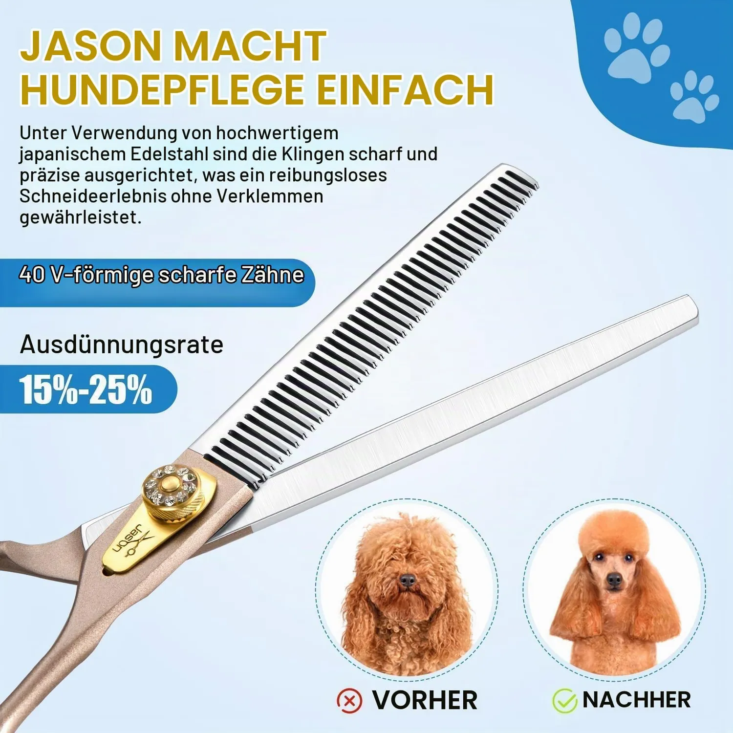 JASON Profi Effilierschere 7 Zoll 40 Zähne Roségold