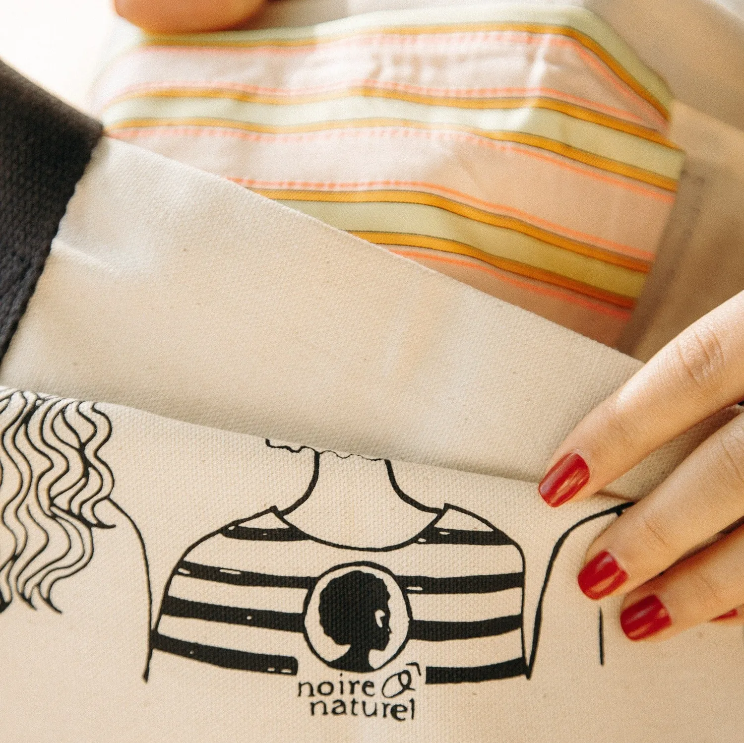 Noireonaturel Kufu Tote Bag Bio-Baumwolle mit Innentasche