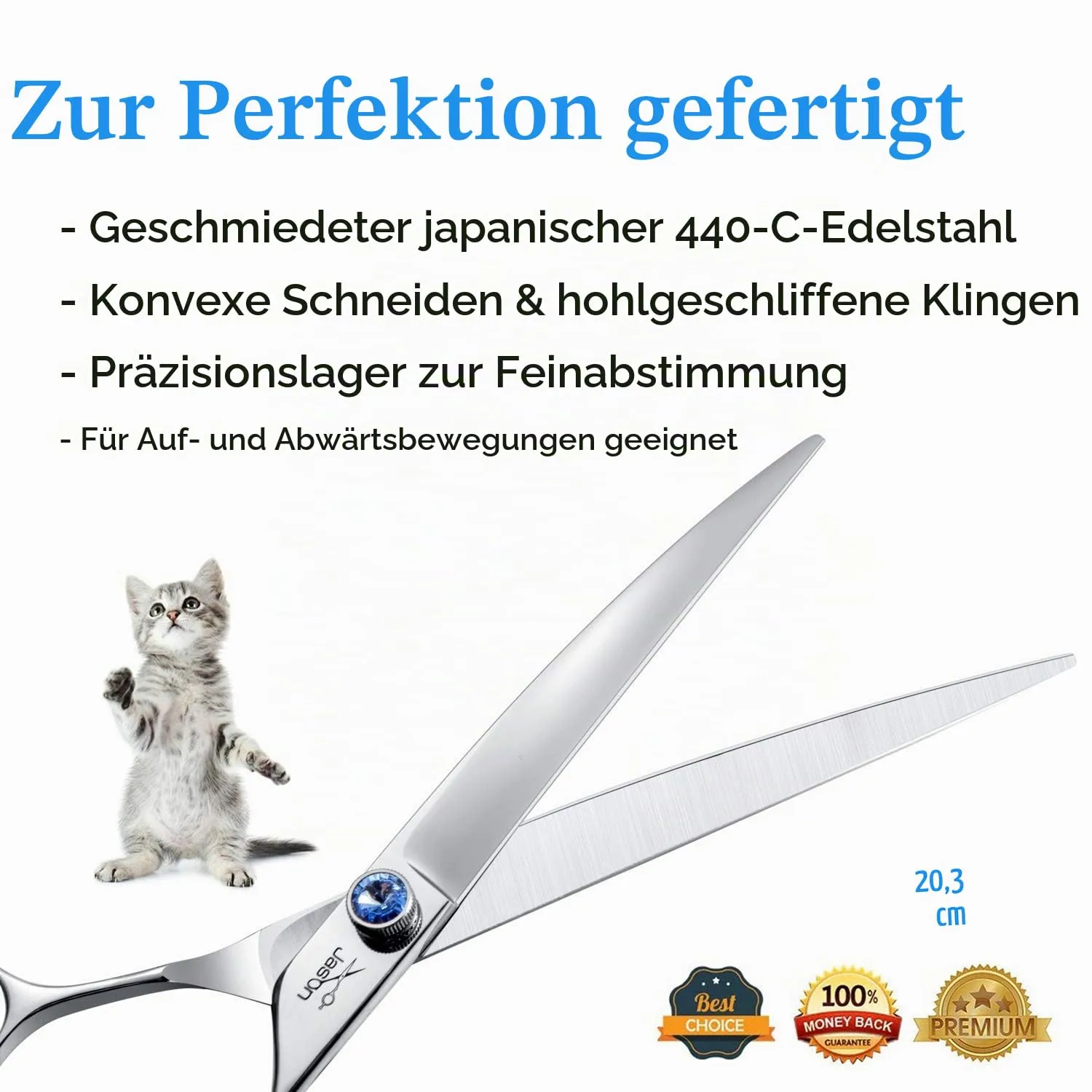 JASON Curved Hundeschere 8 Zoll Gebogen Fellschere