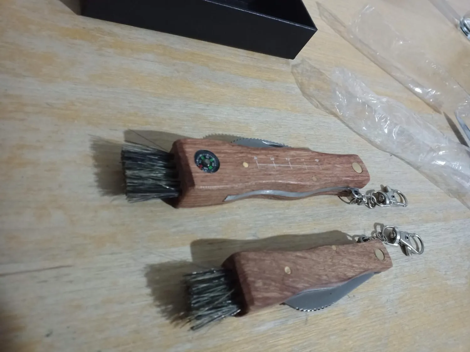 Jason Pilzmesser mit Bürste Set 2 Stück Klappmesser Holzgriff