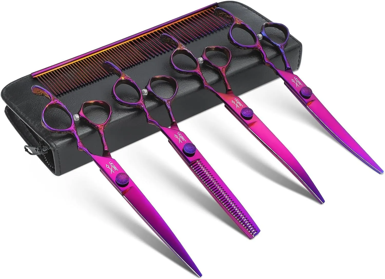 JASON Hundeschere Set 6in1 bunt 440C Fellschere Kamm