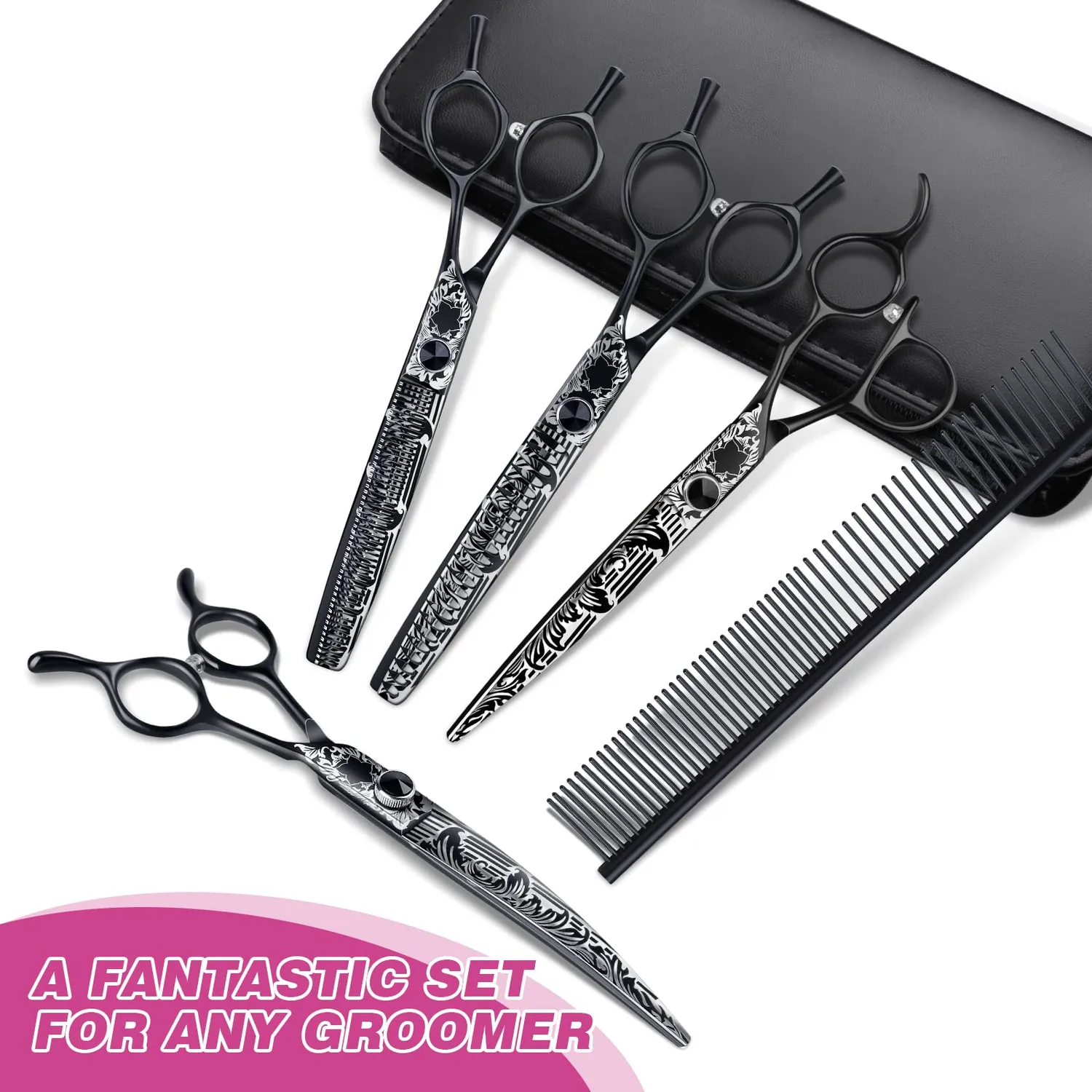 JASON Profi Hundeschere Set 7 Zoll 4 Scheren Edelstahl