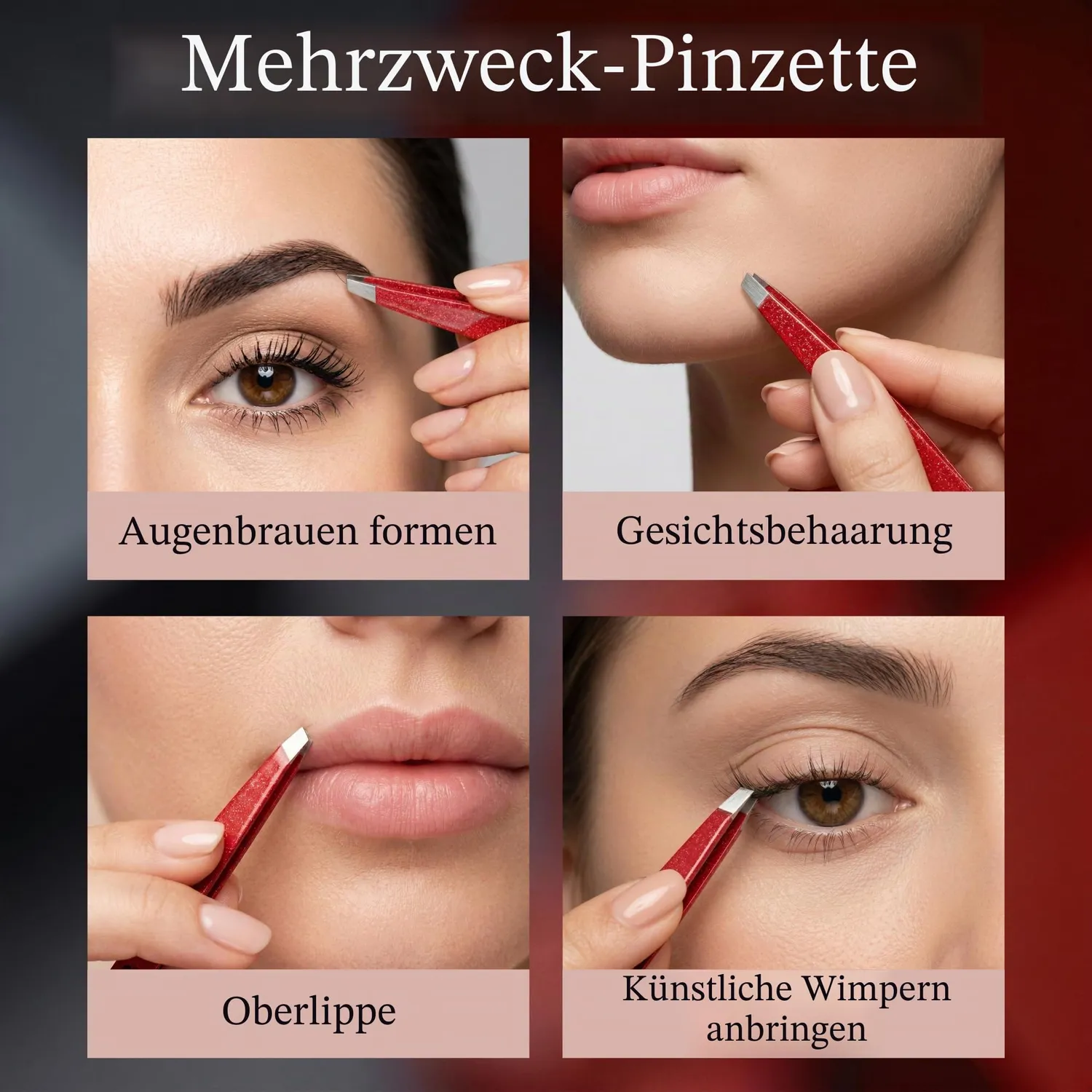 OCBA Pinzette Funkelndes Rot Edelstahl präzise Spitze