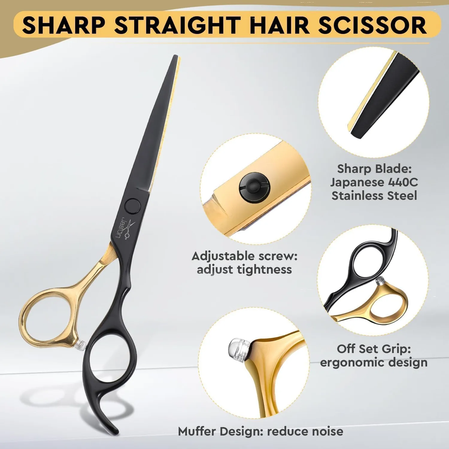 JASON Profi Friseurscheren Set 6,5 Zoll Schwarzes Gold