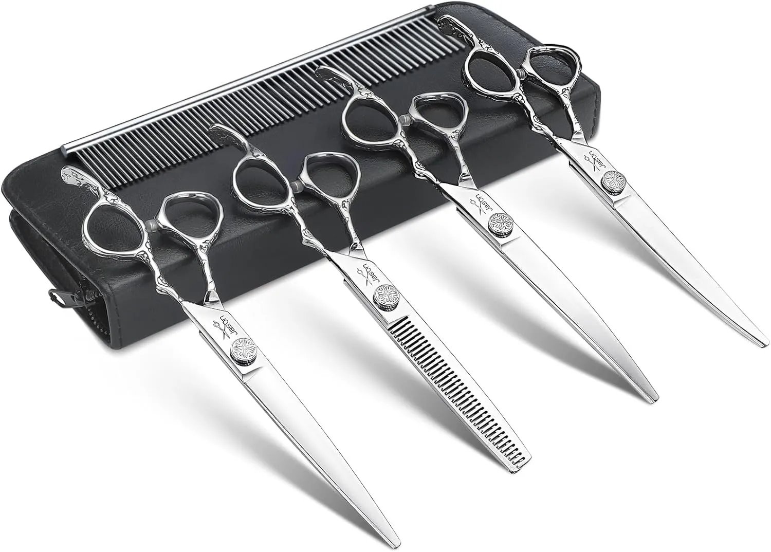 JASON Hundeschere Set 6in1 bunt 440C Fellschere Kamm