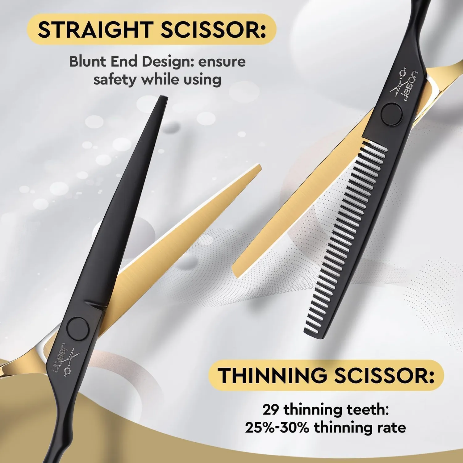 JASON Profi Friseurscheren Set 6,5 Zoll Schwarzes Gold