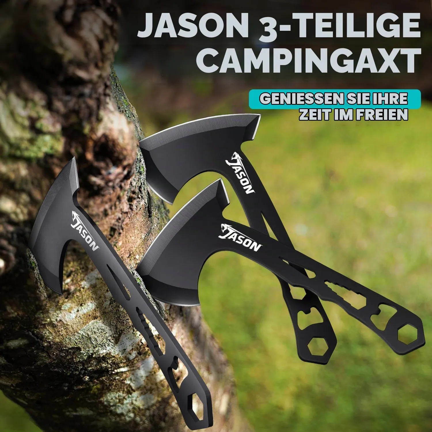 Jason Camping Axt Set Beil 3 Stück 26 cm Edelstahl