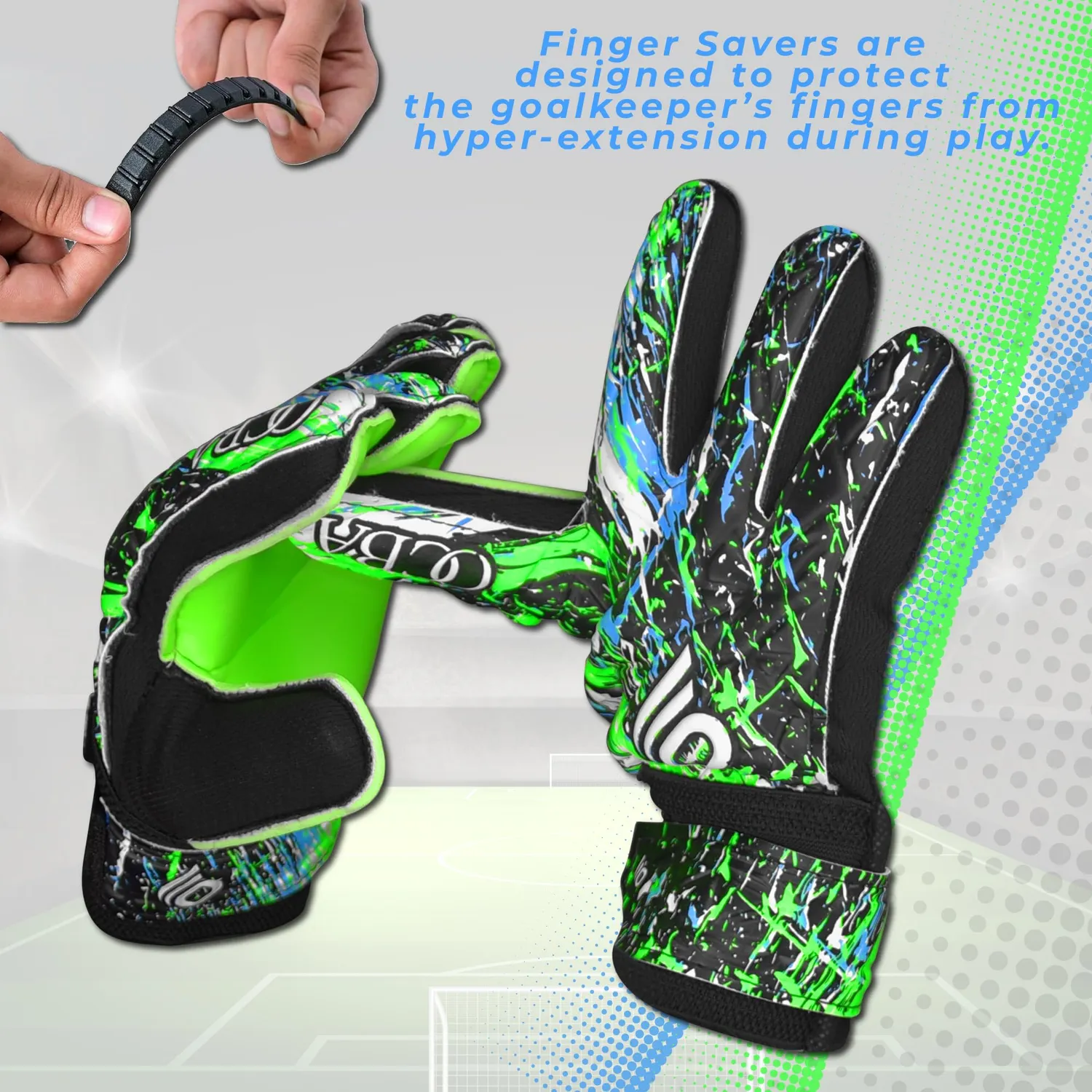 OCBA Torwarthandschuhe Kinder Super Grip mit Fingerschutz