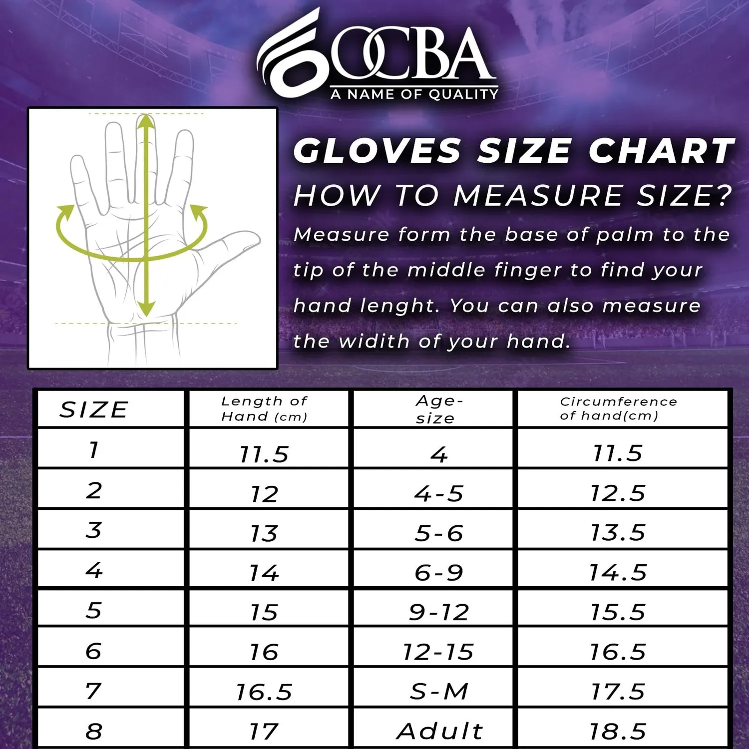 OCBA Torwarthandschuhe Kinder Latex Super Grip
