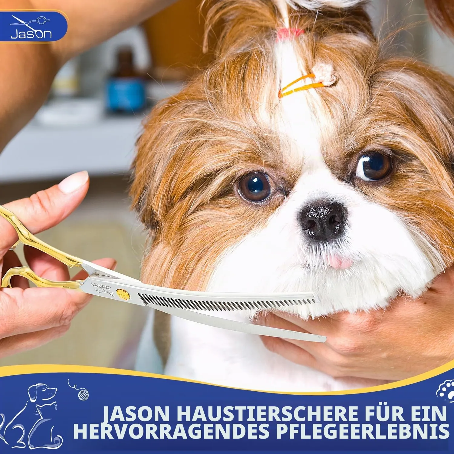 JASON Effilierschere Hund gebogen 19,1 cm 43 Zähne 440C