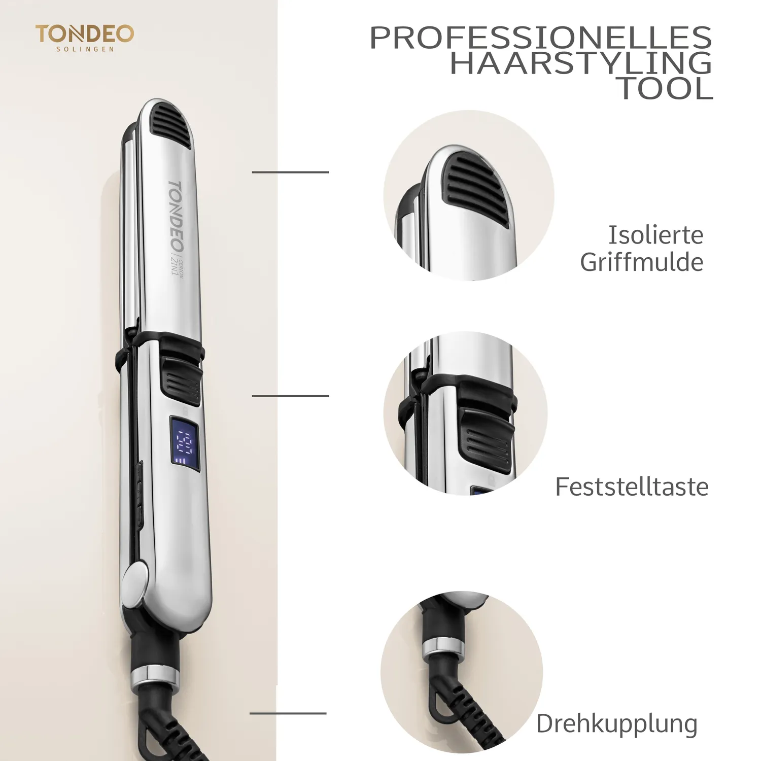 Tondeo Cerion 2in1 Glätteisen Titan-Keramik 230 Grad