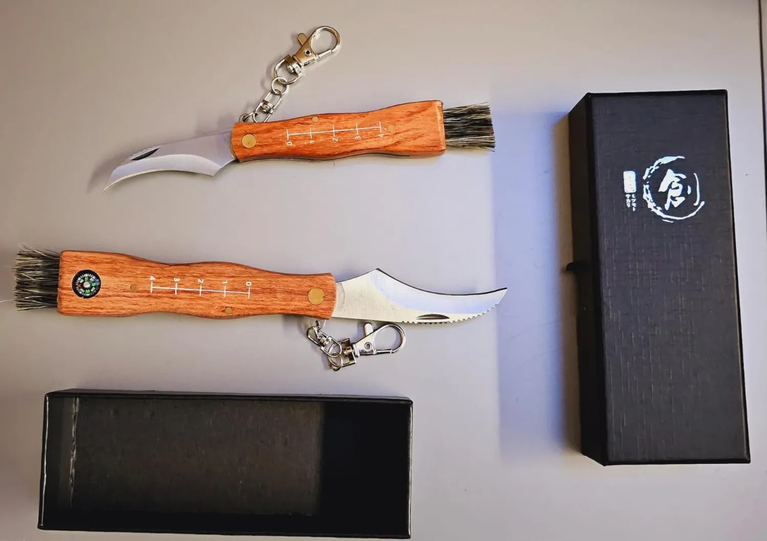 Jason Pilzmesser mit Bürste Set 2 Stück Klappmesser Holzgriff