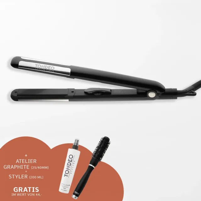 TONDEO CERION CURVE Glätteisen Set 3-teilig mit Ionen