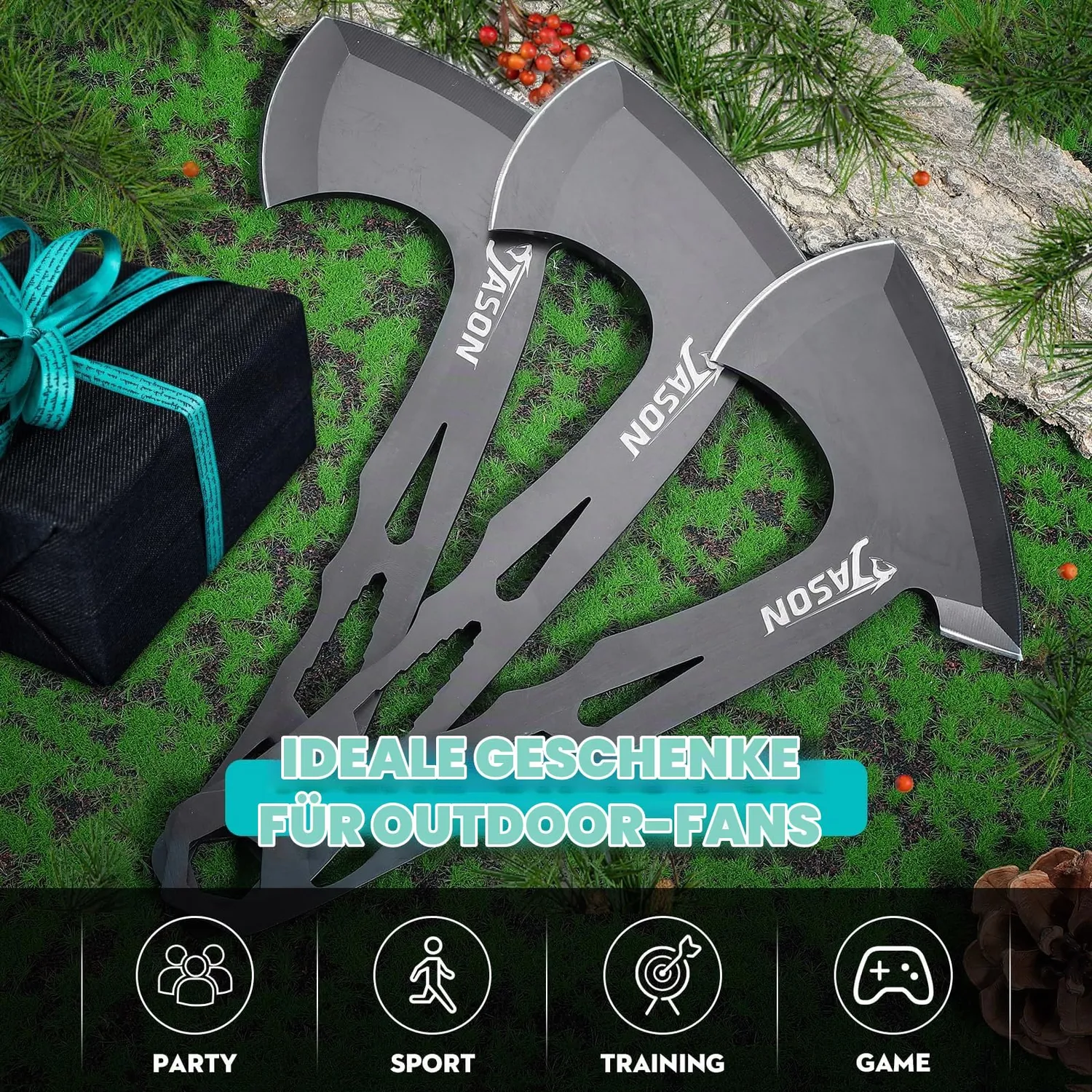 Jason Camping Axt Set Beil 3 Stück 26 cm Edelstahl