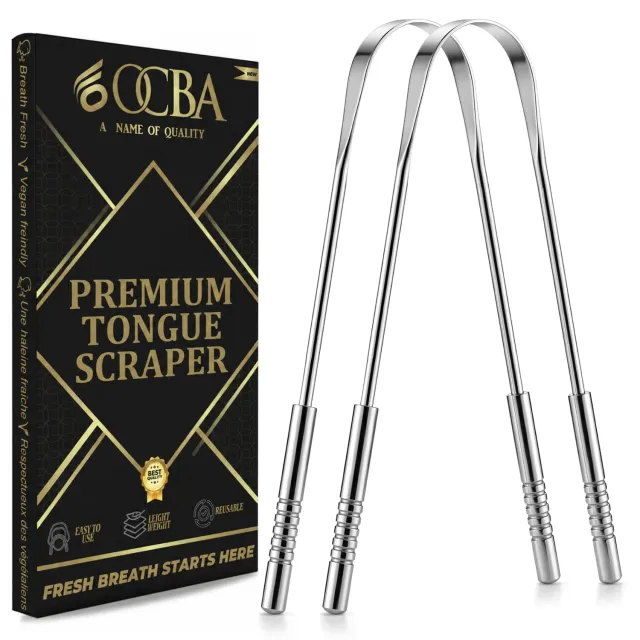 OCBA Zungenschaber Zungenreiniger Edelstahl Silber