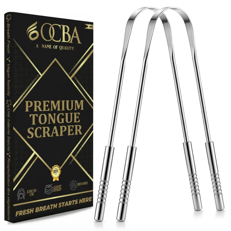 OCBA Zungenschaber Zungenreiniger Edelstahl Silber