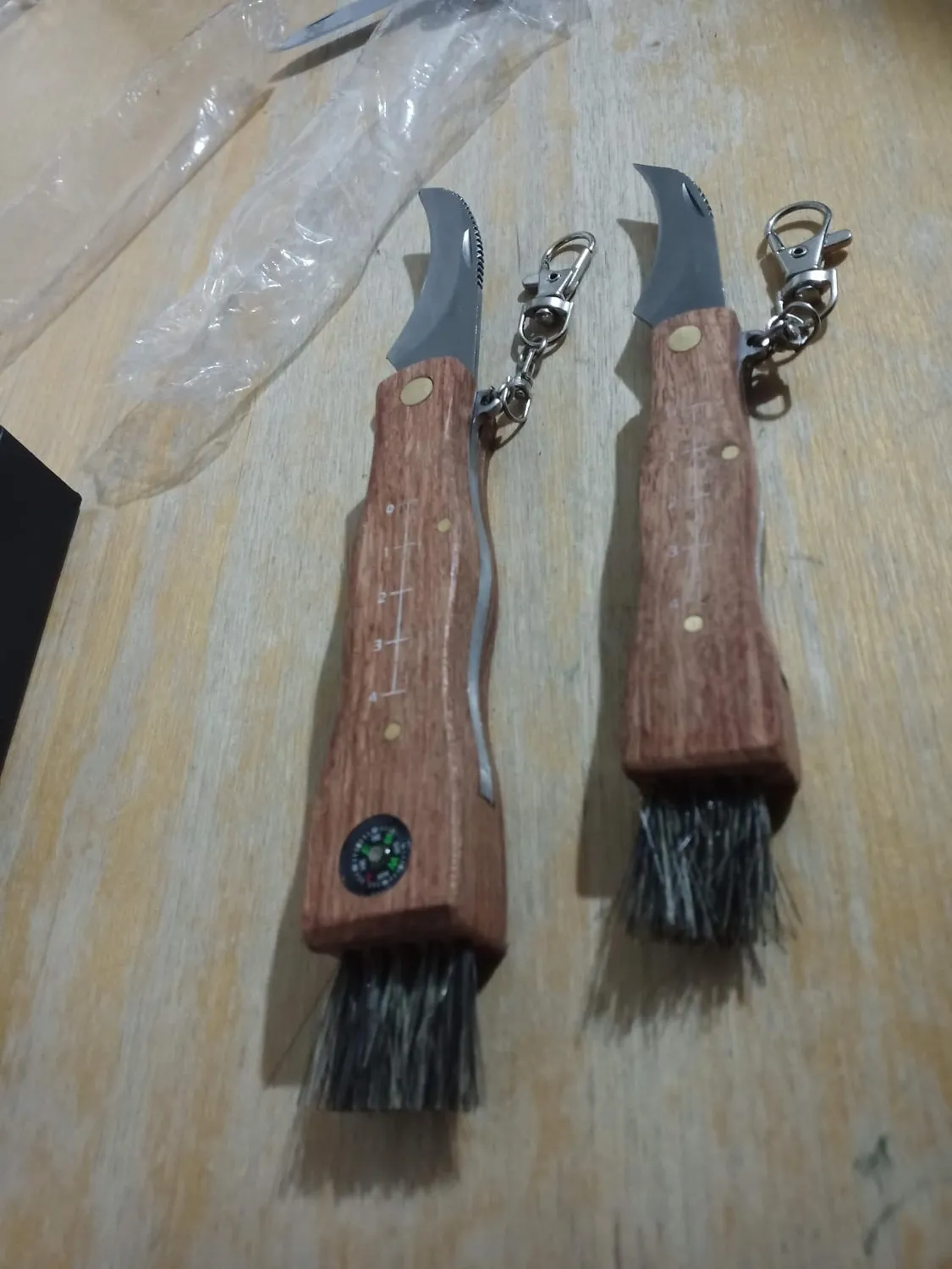 Jason Pilzmesser mit Bürste Set 2 Stück Klappmesser Holzgriff