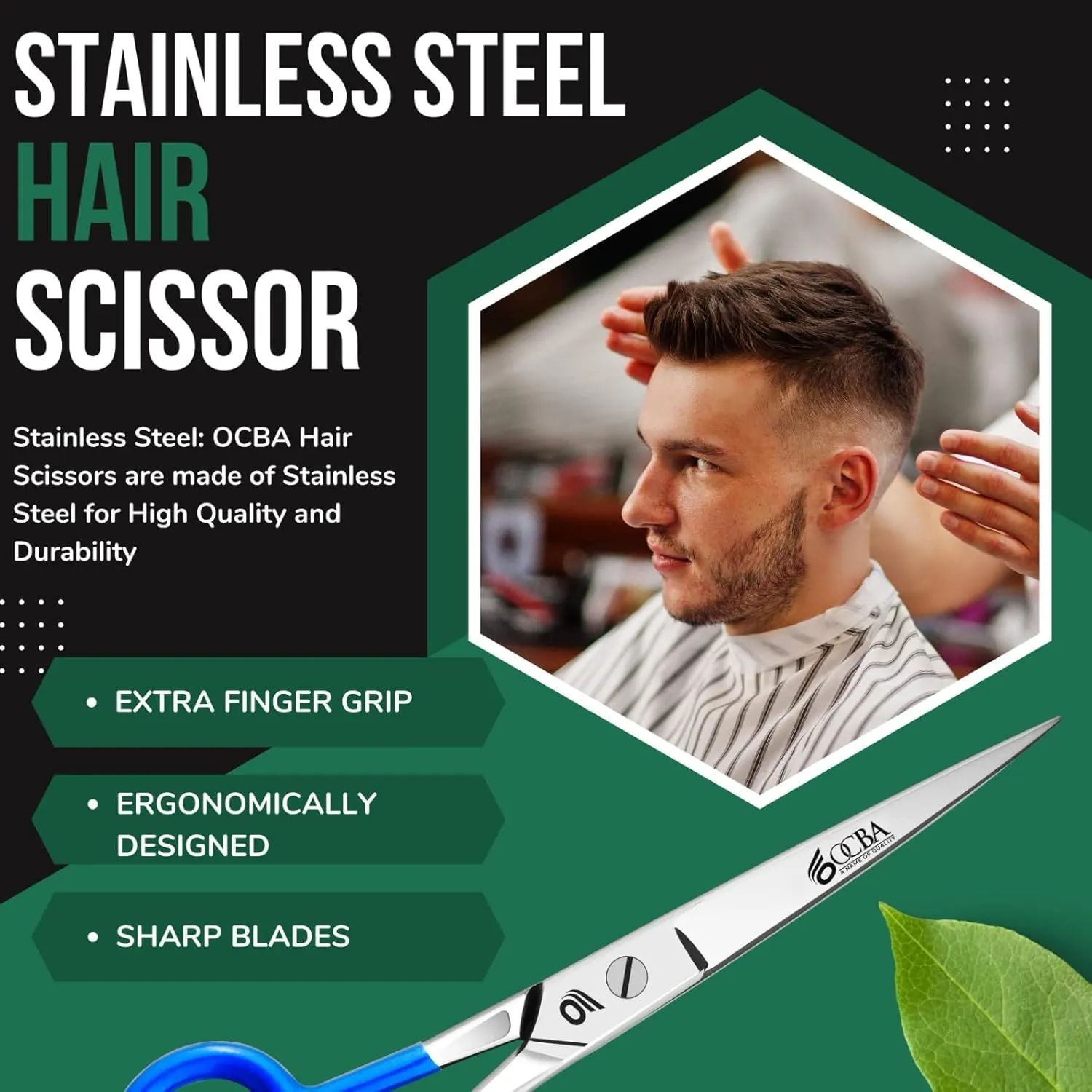 OCBA Friseurschere 6 Zoll Haarschneideschere Edelstahl silber