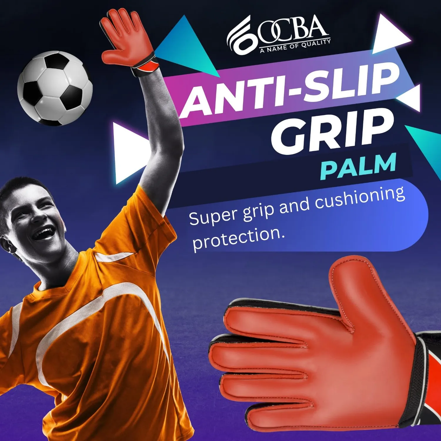 OCBA Torwarthandschuhe Kinder Super Grip Stoßschutz