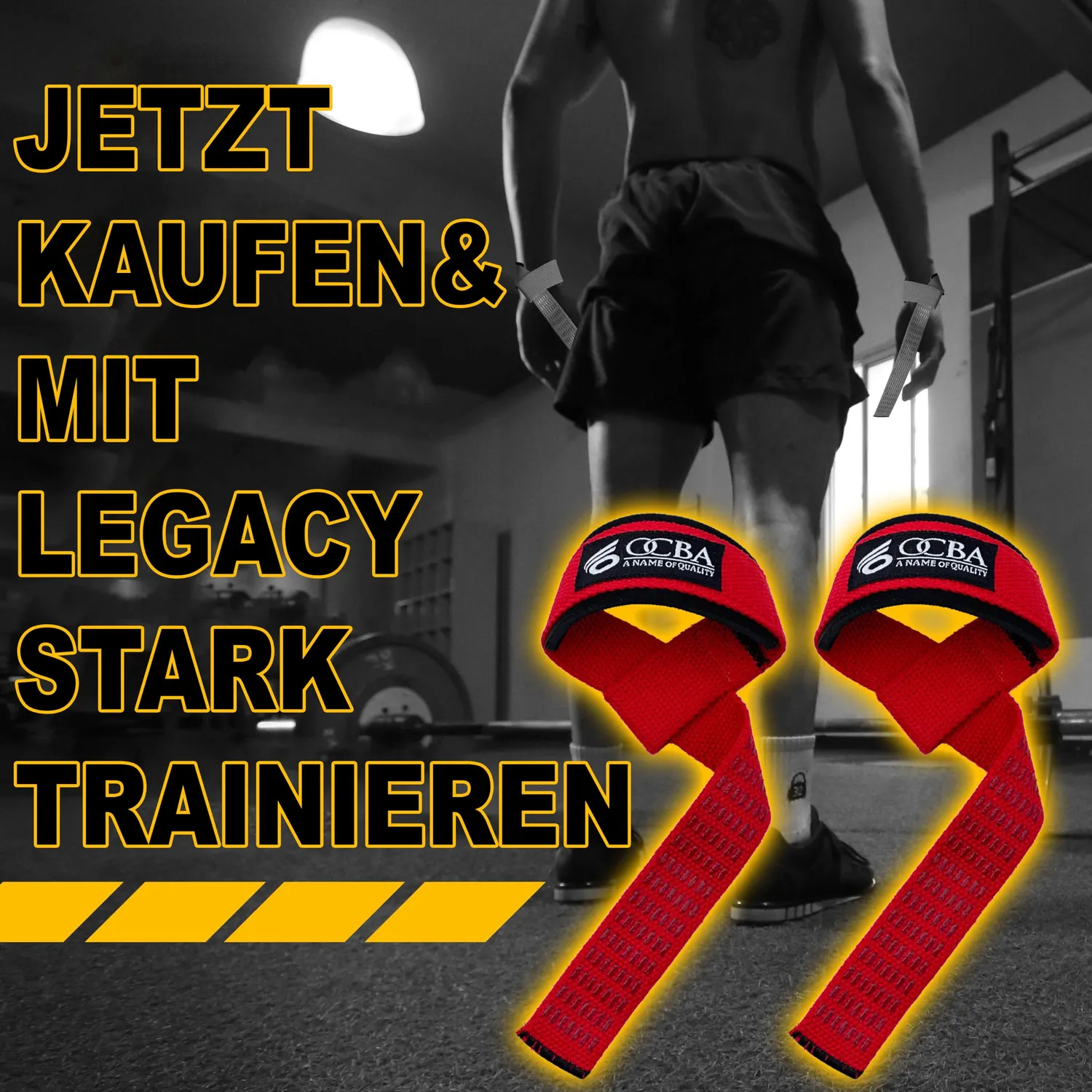 OCBA Zughilfen Krafttraining Handgelenkschlaufen Rot gepolstert