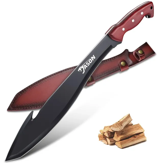 JASON Machete Survival Outdoor Messer D2-Stahl Holzgriff mit Scheide