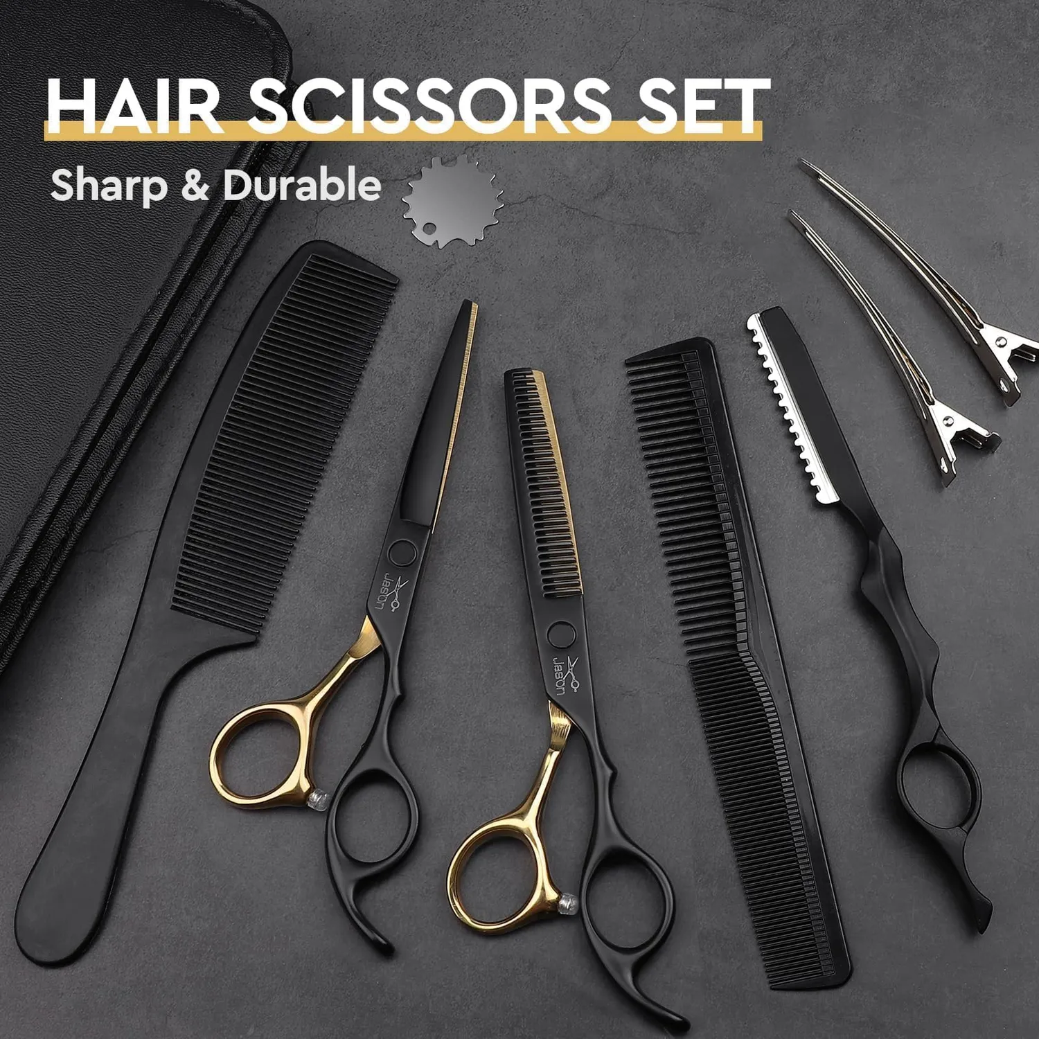JASON Profi Friseurscheren Set 6,5 Zoll Schwarzes Gold