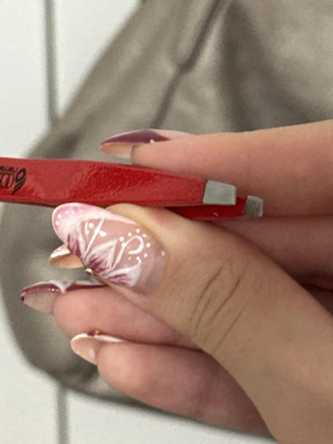 OCBA Pinzette Funkelndes Rot Edelstahl präzise Spitze