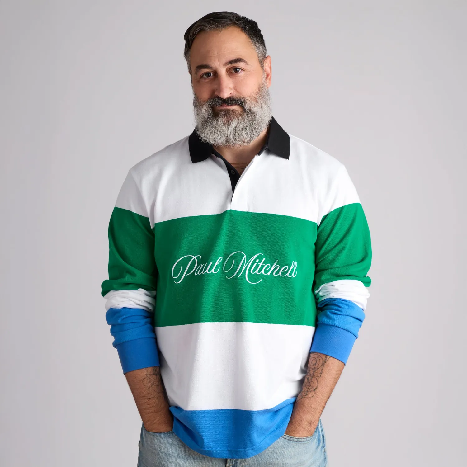 Paul Mitchell Polo Rugby Rugbyhemd L gestreift Baumwolle