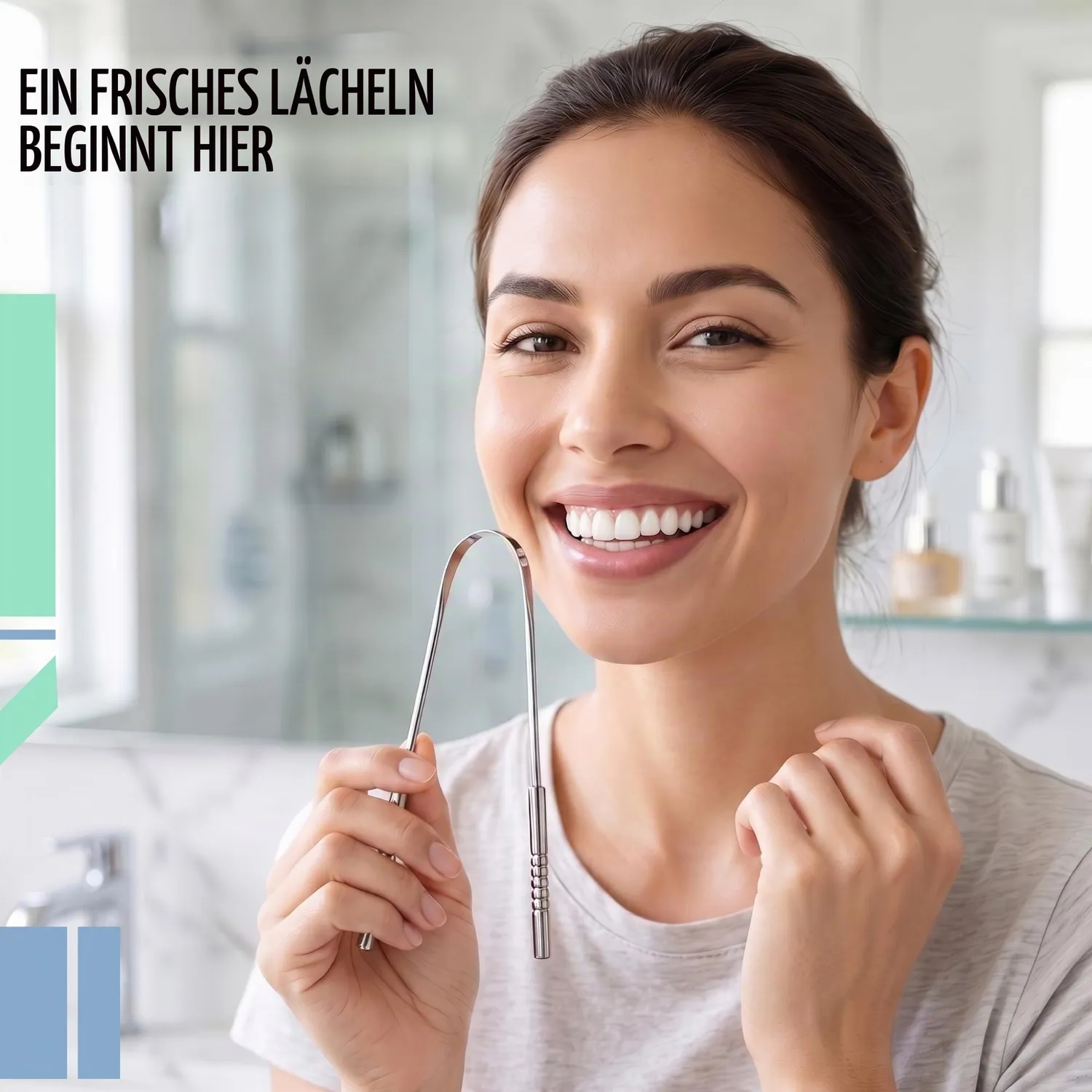 OCBA Zungenschaber Zungenreiniger Edelstahl Silber