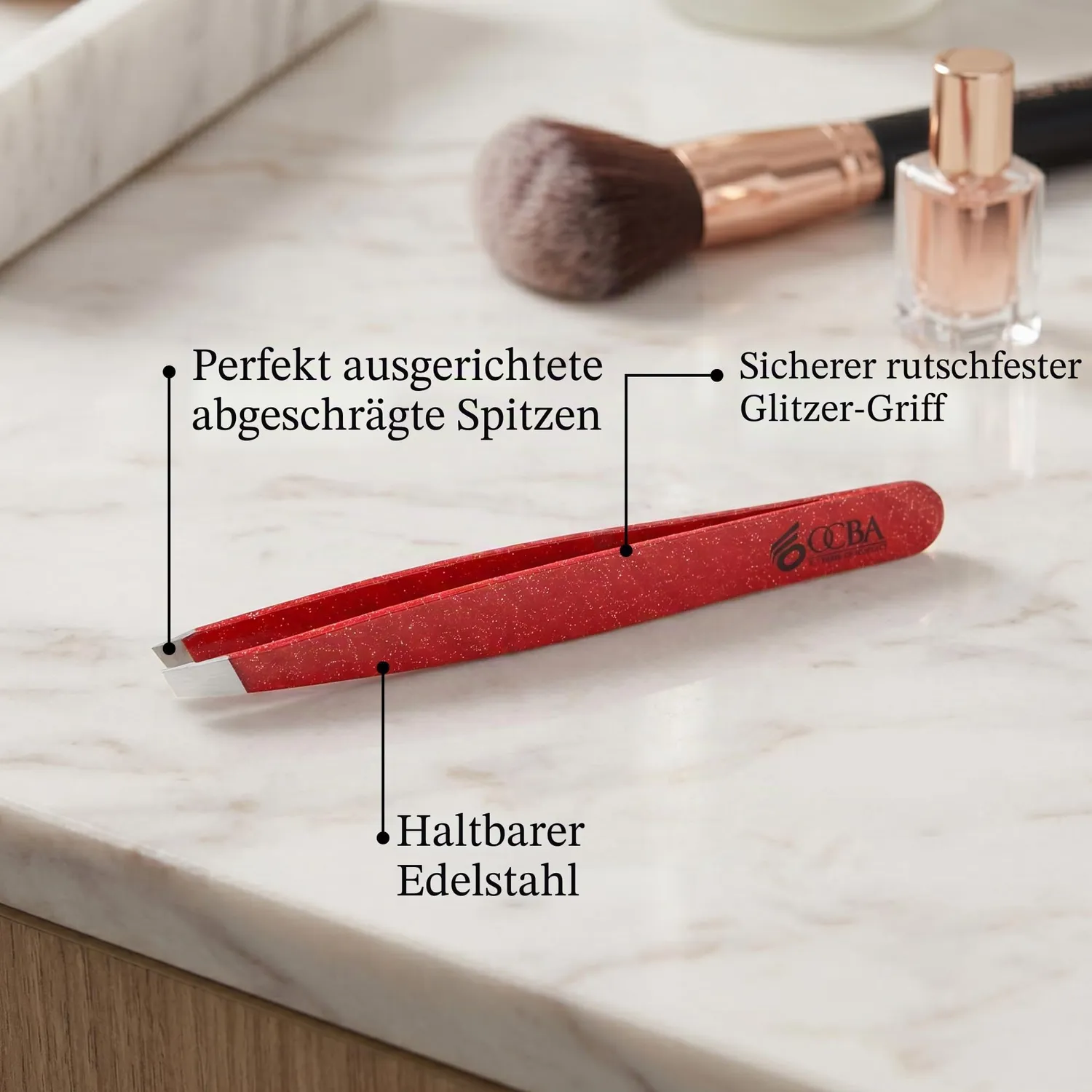OCBA Pinzette Funkelndes Rot Edelstahl präzise Spitze