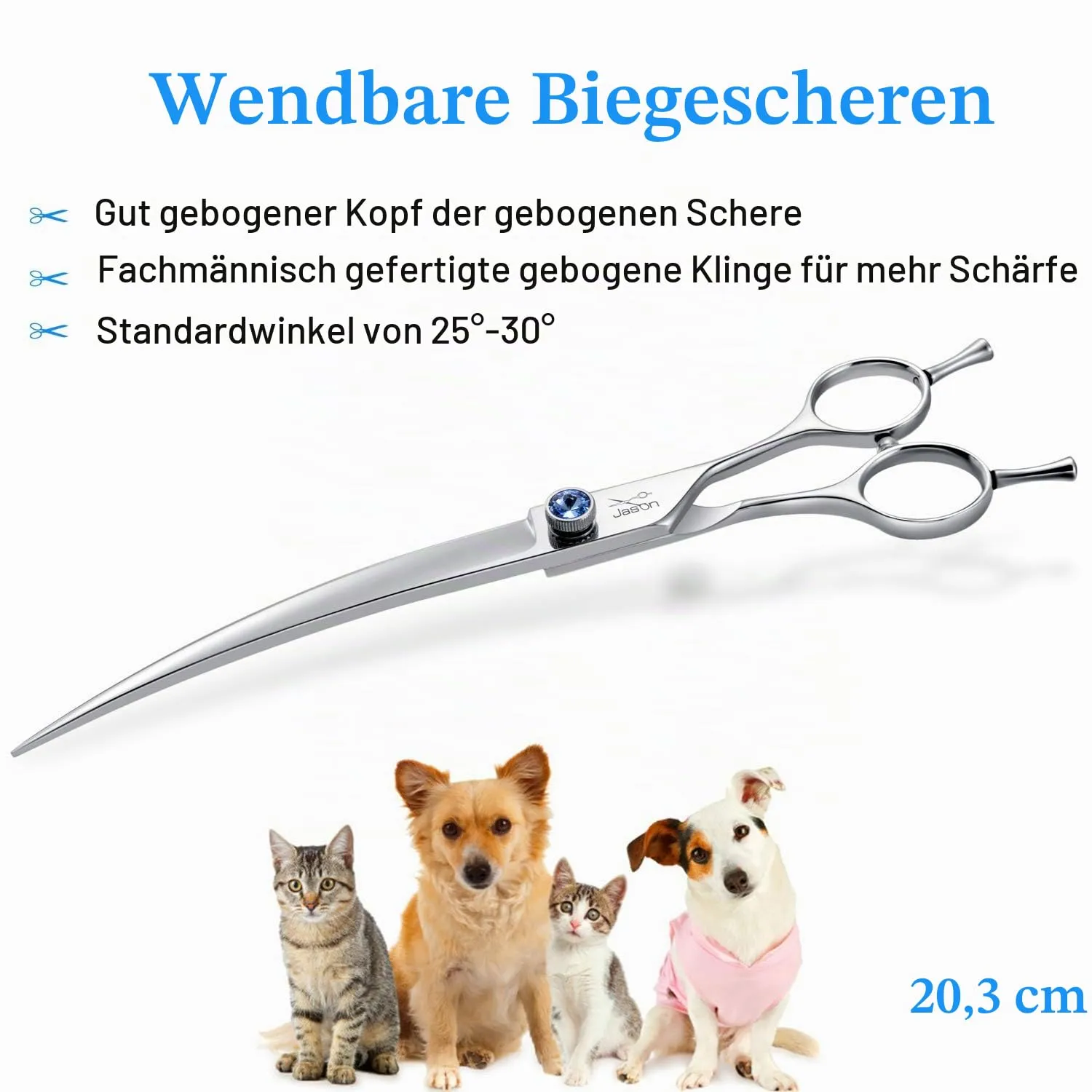 JASON Curved Hundeschere 8 Zoll Gebogen Fellschere