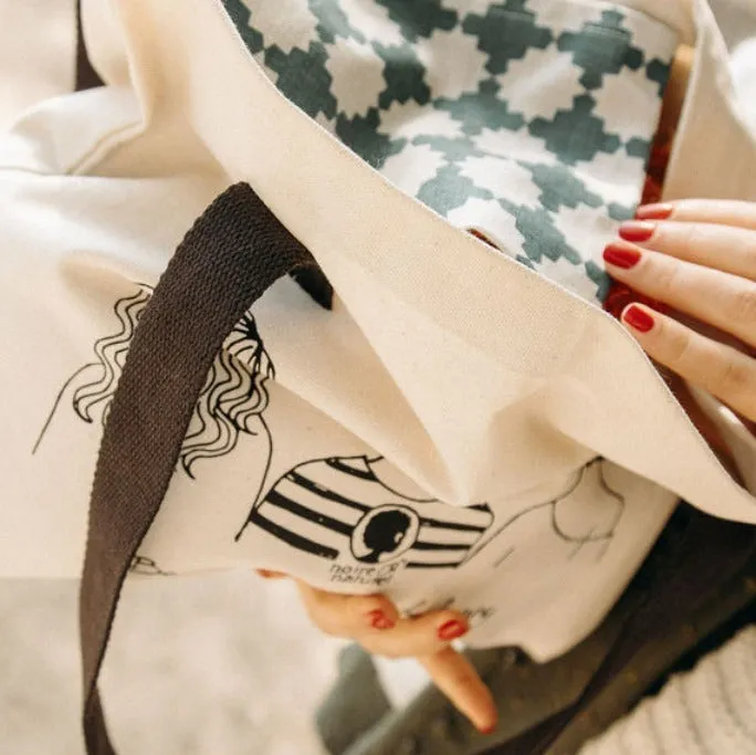 Noireonaturel Kufu Tote Bag Bio-Baumwolle mit Innentasche