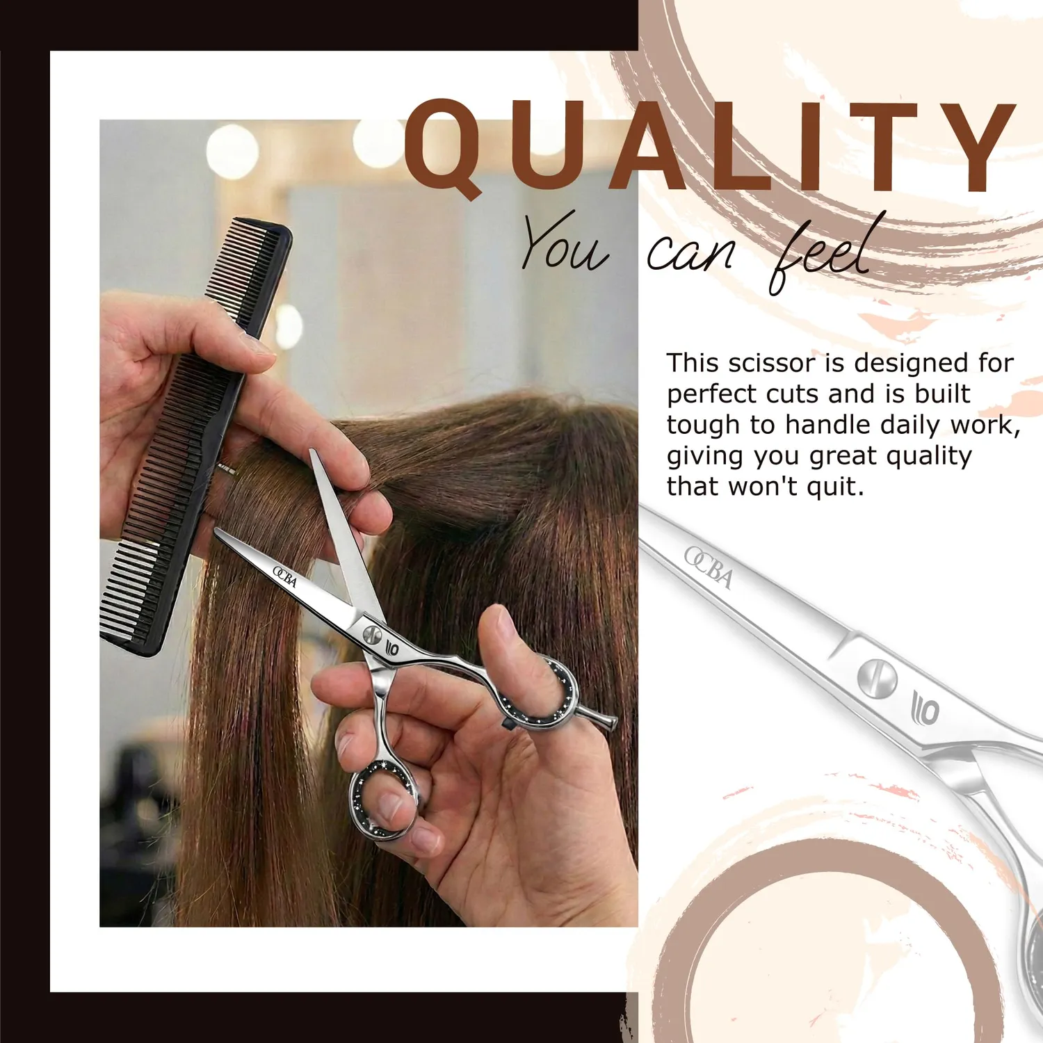 OCBA Friseurschere 6 Zoll Silber Edelstahl präziser Schnitt