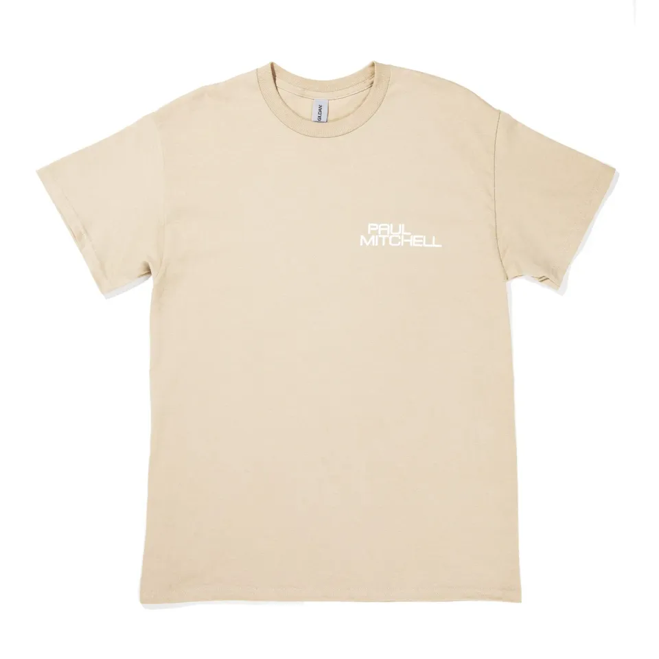 Paul Mitchell Logo T-Shirt sandfarben Crewneck