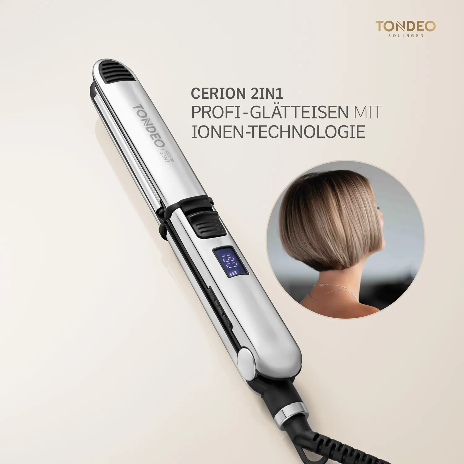 Tondeo Cerion 2in1 Glätteisen Titan-Keramik 230 Grad