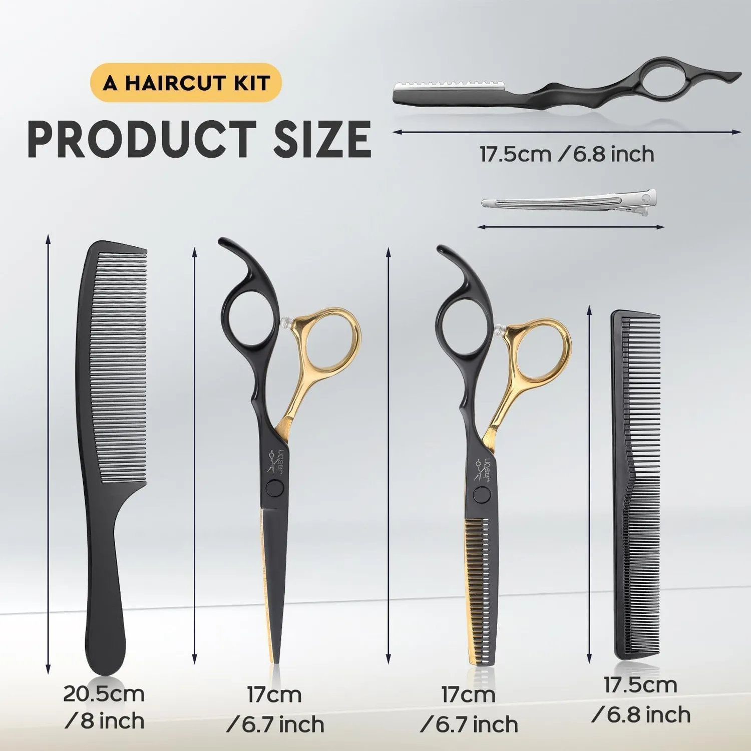 JASON Profi Friseurscheren Set 6,5 Zoll Schwarzes Gold